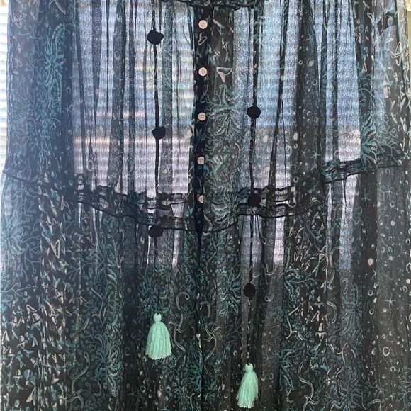 Poupette St Barth Aqua Vertical Silk Maxi Skirt - Picture 10 of 14
